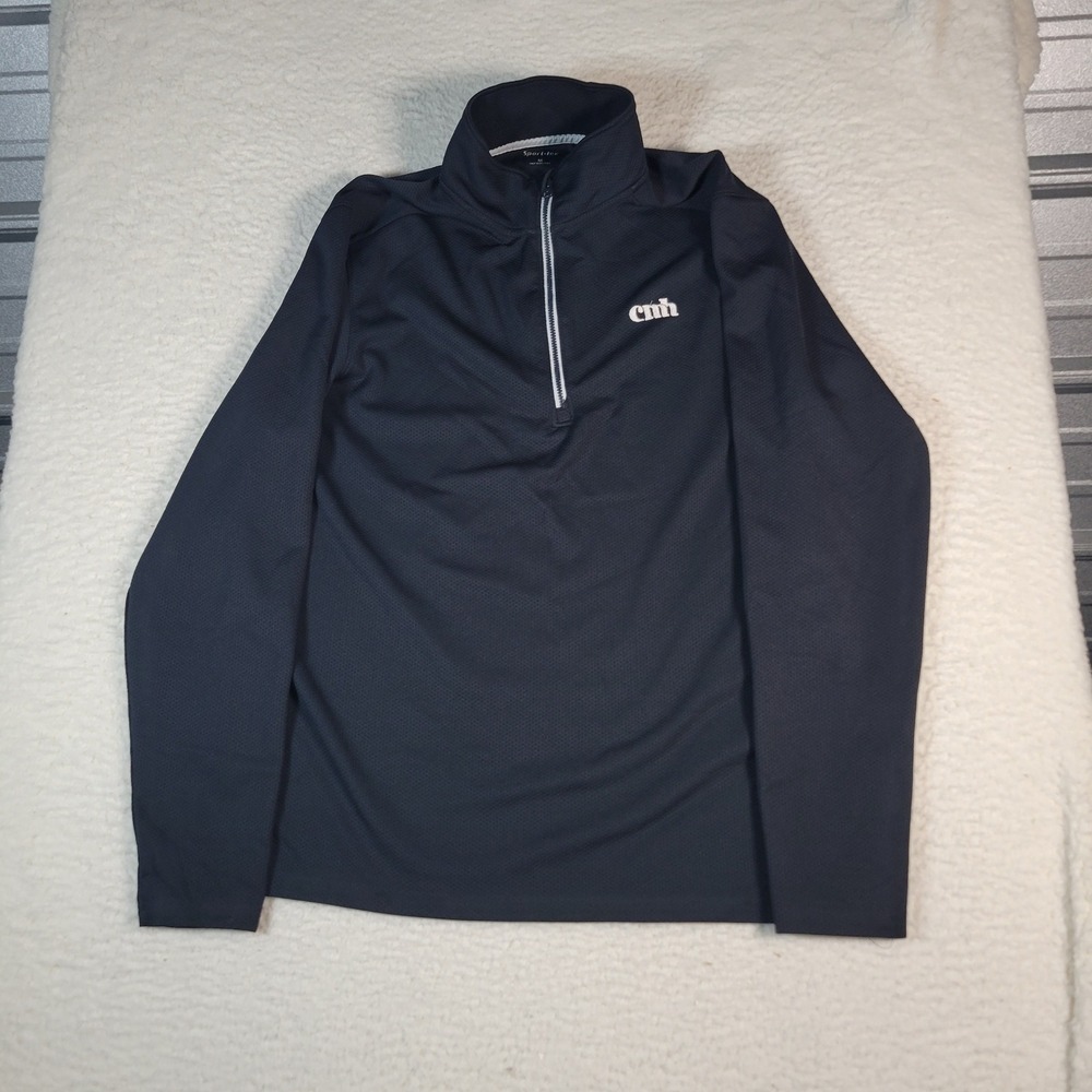 Sport-Tek Quarter Zip Pullover Mens Size M Black Honeycomb Knit CNH Logo ST860